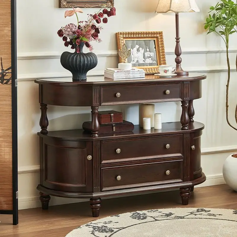 

American-style entrance cabinet, retro style, all solid wood, high-end feeling, entrance to the foyer, living room against
