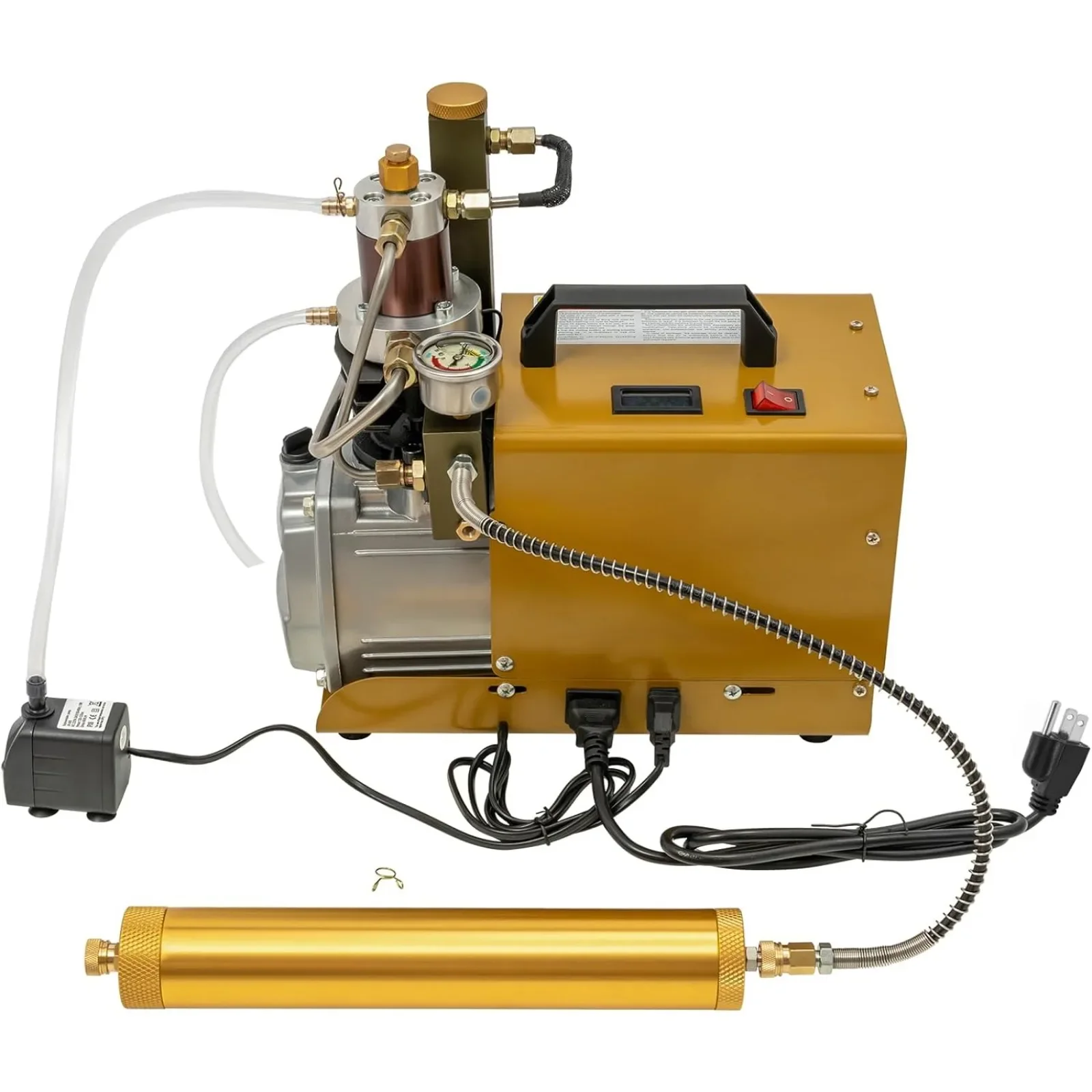 Bomba de compresor de aire PCP de 110V, 30MPa, 4500 PSI, compresor de aire de alta presión, bomba de buceo, bomba de agua refrigerada por agua con tubería de agua