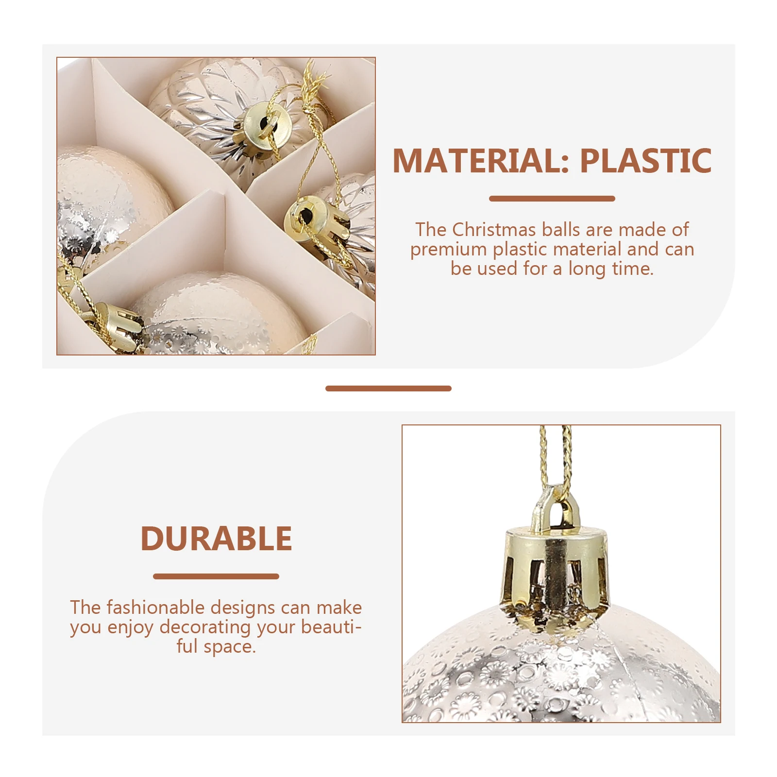 

12 PCS Christmas Ball Decoration Pendant Balls Ornament Tree Hanging Ornaments for Baubles Decorations Plastic