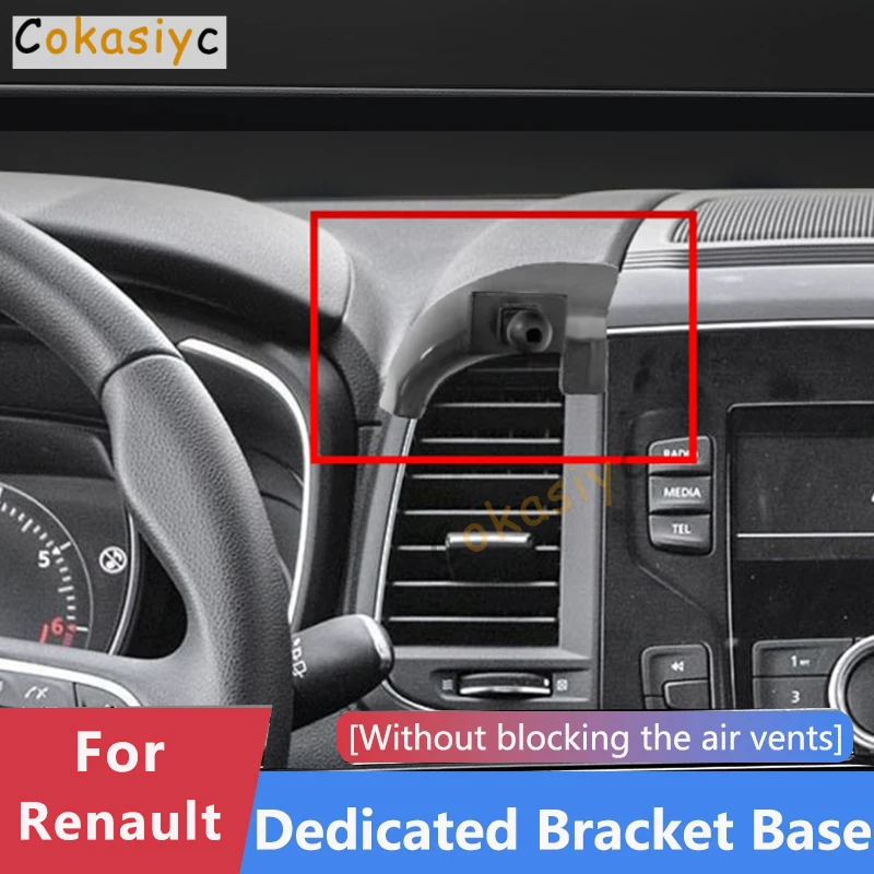 Suporte de telefone dedicado para carro, base de fixação para Renault Koleos Samsung QM5 QM6 MK1 MK2 2009-2016 2017 2018 2019