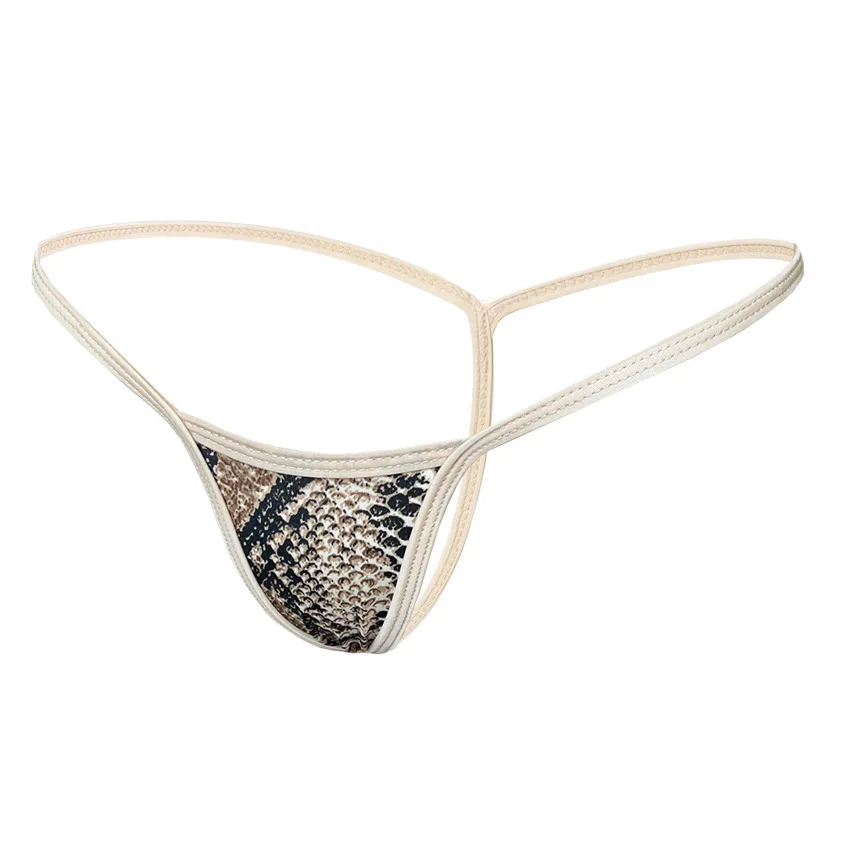 Leopard Print Women Mini T-back Panties, Low Rise Thin Strap Single Layer Comfort Female Thong Underpants
