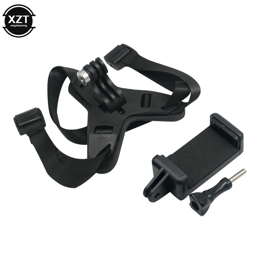 Motorcycle Helmet Chin Strap Mount Holder With Phone Clip Compatible For GoPro Hero 5/6/7 Action Sport Camera Stands Accessories