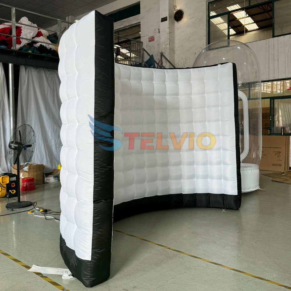 Customize Inflatable Photo Booth Single White Wall LED Booth Photo Backdrop Enclosure For Birthday Party Wedding Decoration