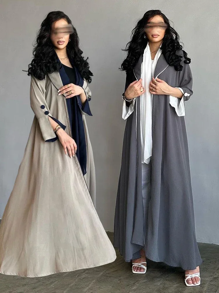 Elegant Muslim Abaya for Women Pleated Abayas Saudi Arab Button Split Sleeve Sleeve Maxi Vestidos Morocco Kaftan Long Robe 2023