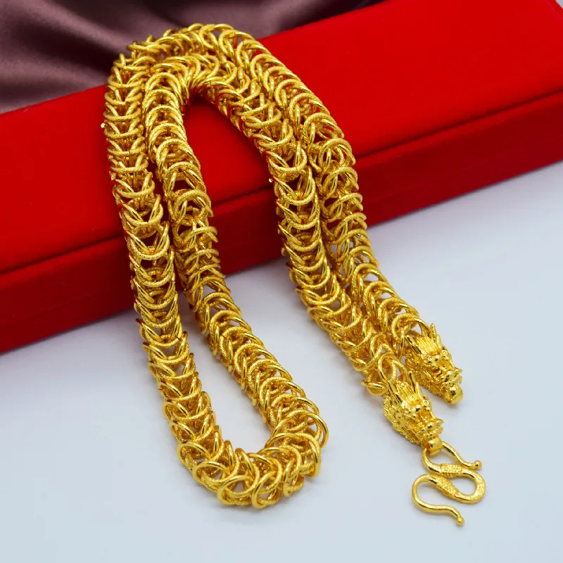 

Luxurious 14k Gold Color Faucet Double Row Chain for Men's Pure Gold Color Necklace Engagement Party High Jewelry Not Fade