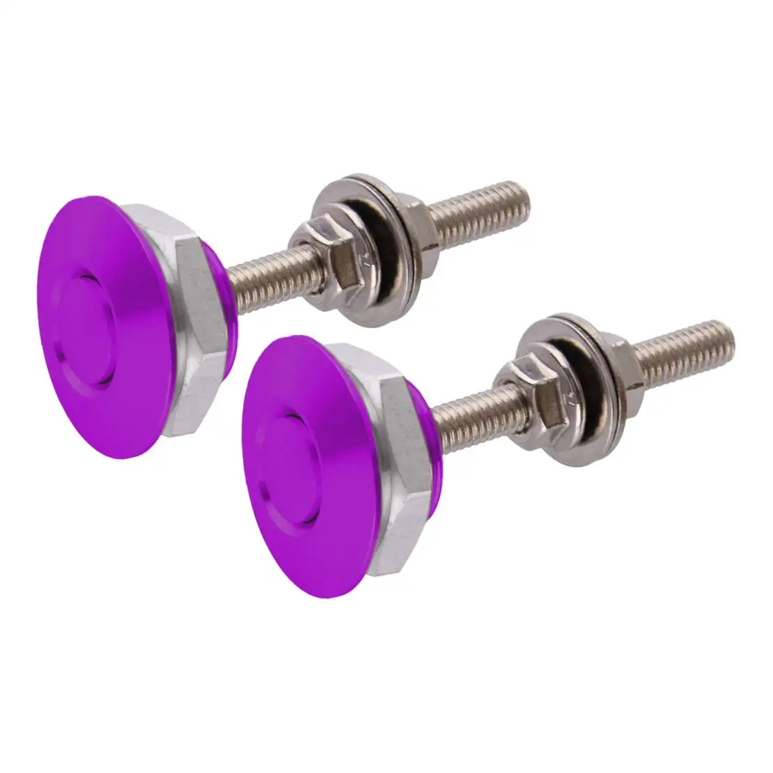 2pcs 30mm Universal Car Push Button Quick Release Hood Bonnet Pins Lock Clip Bumper Latch Purple Aluminum Alloy