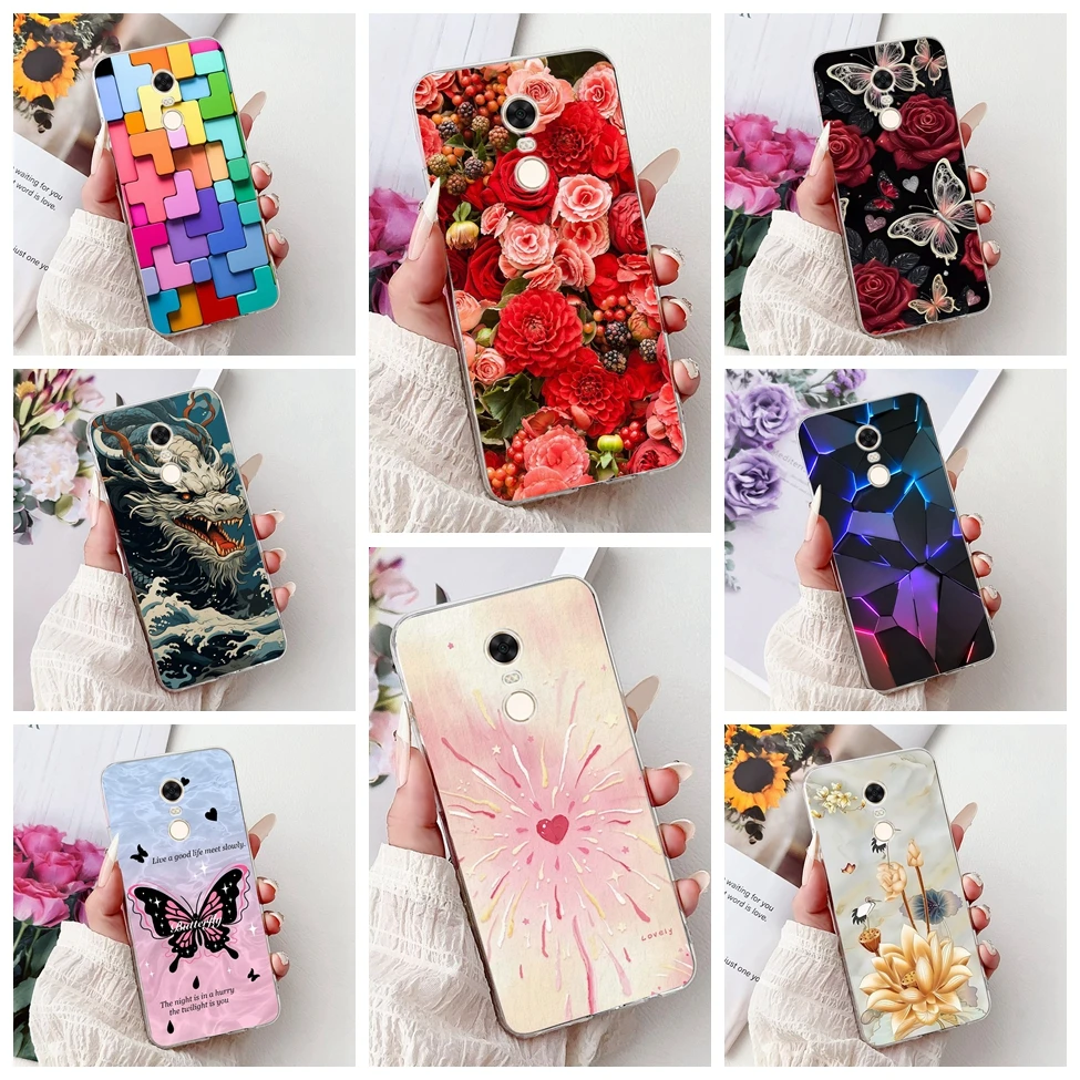 Прозрачный чехол для Redmi 5 Plus MEG7 MEI7 для Redmi Note 5, роскошный чехол с бабочкой и любовью, модные цветы, крутой, красивый, милый, окрашенный