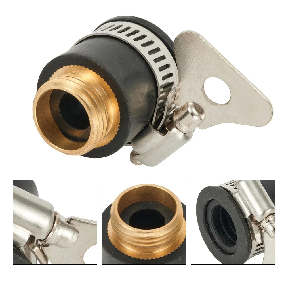 Tap Connector Adapter For Non-Threaded Water Sources 1/2 Inch To 3/4 Inch M22 Thread Brass And Rubber Seal For Home Use