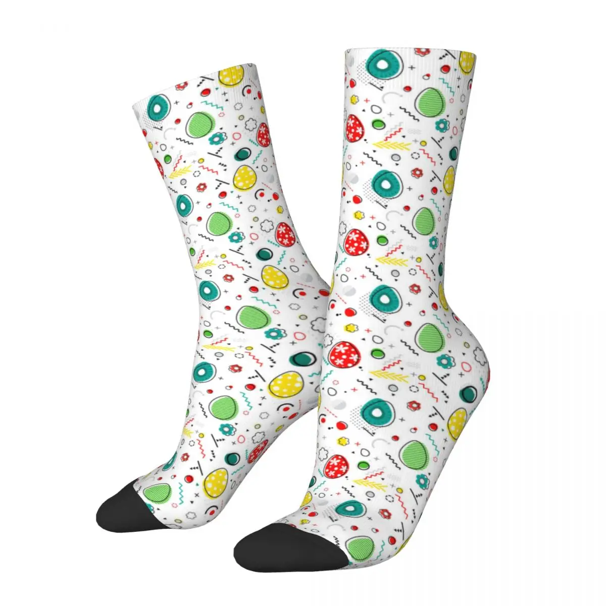 Easter Day Print Stockings Colorful Eggs Graphic Funny Socks Winter Non Slip Socks Women Running Soft Breathable Socks