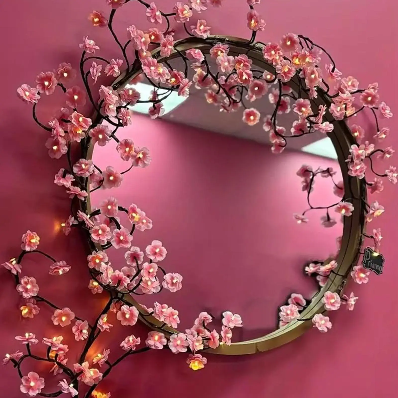 LED Tree Branch Lights For Wall Pink Flowers Garland Willow Vine Light 8 Modes Indoor Decorations For Living Room Bedroom
