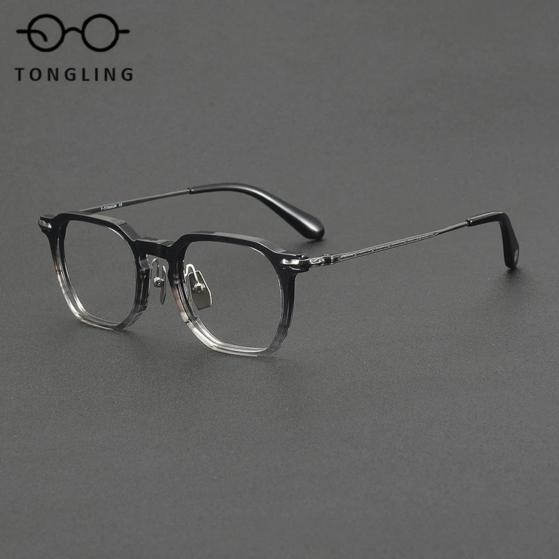 

2025 New fashionable women retro acetate large titanium irregular men artistic myopia frames support custom prescription lenses