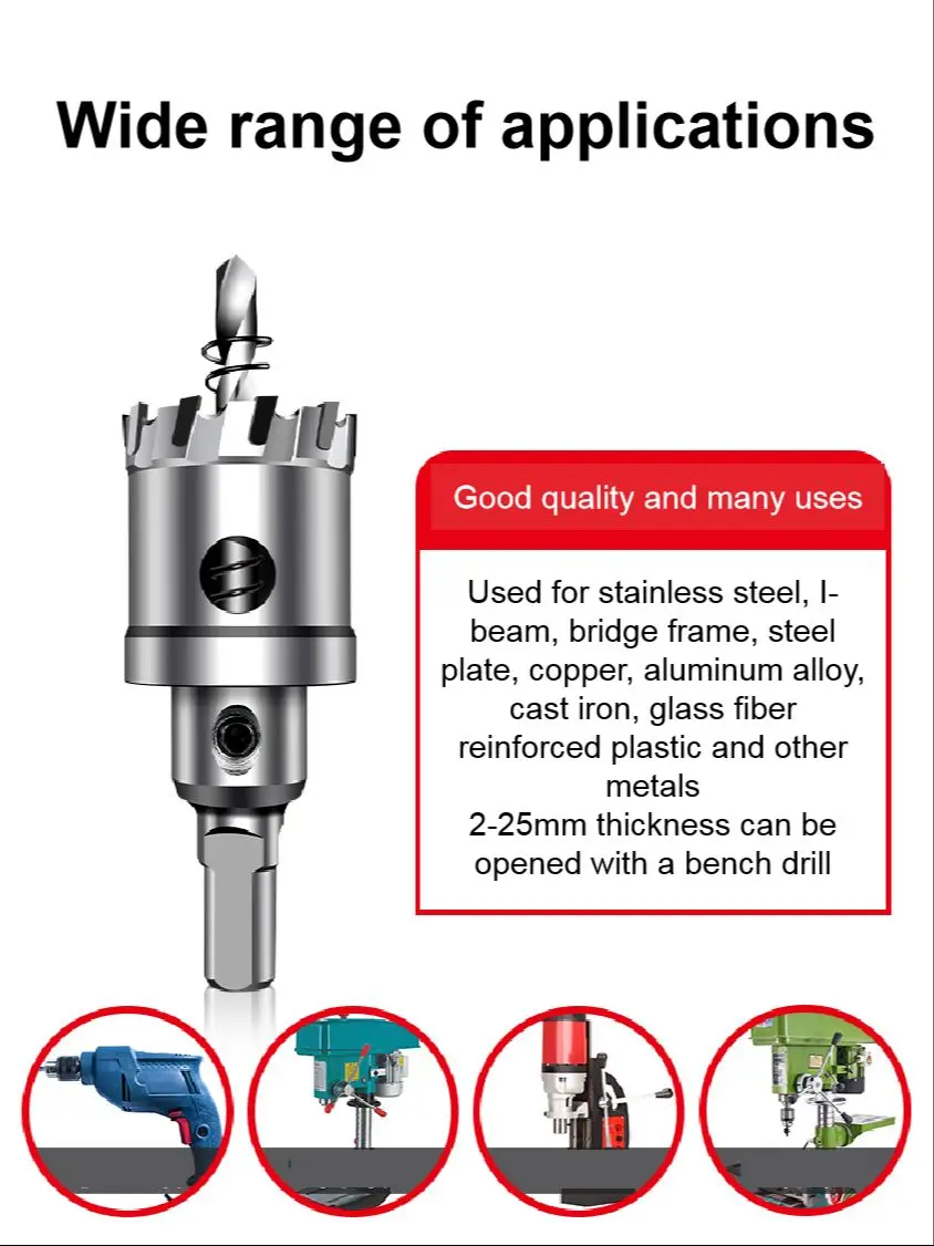 1 pc 5A Carbide Tip TCT Drill Bit Hole Saw 12-70mm Drill Bit Set Hole Saw Cutter For Stainless Steel Metal Alloy Drilling