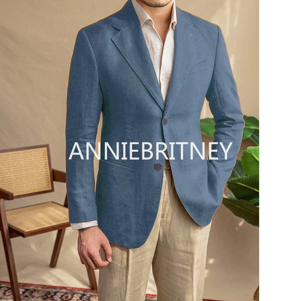 Custom Casual Summer Linen Male Blazer Hombre High Quality Slim Fit Elegante Jacket for Wedding Prom Business Jaqueta Masculina