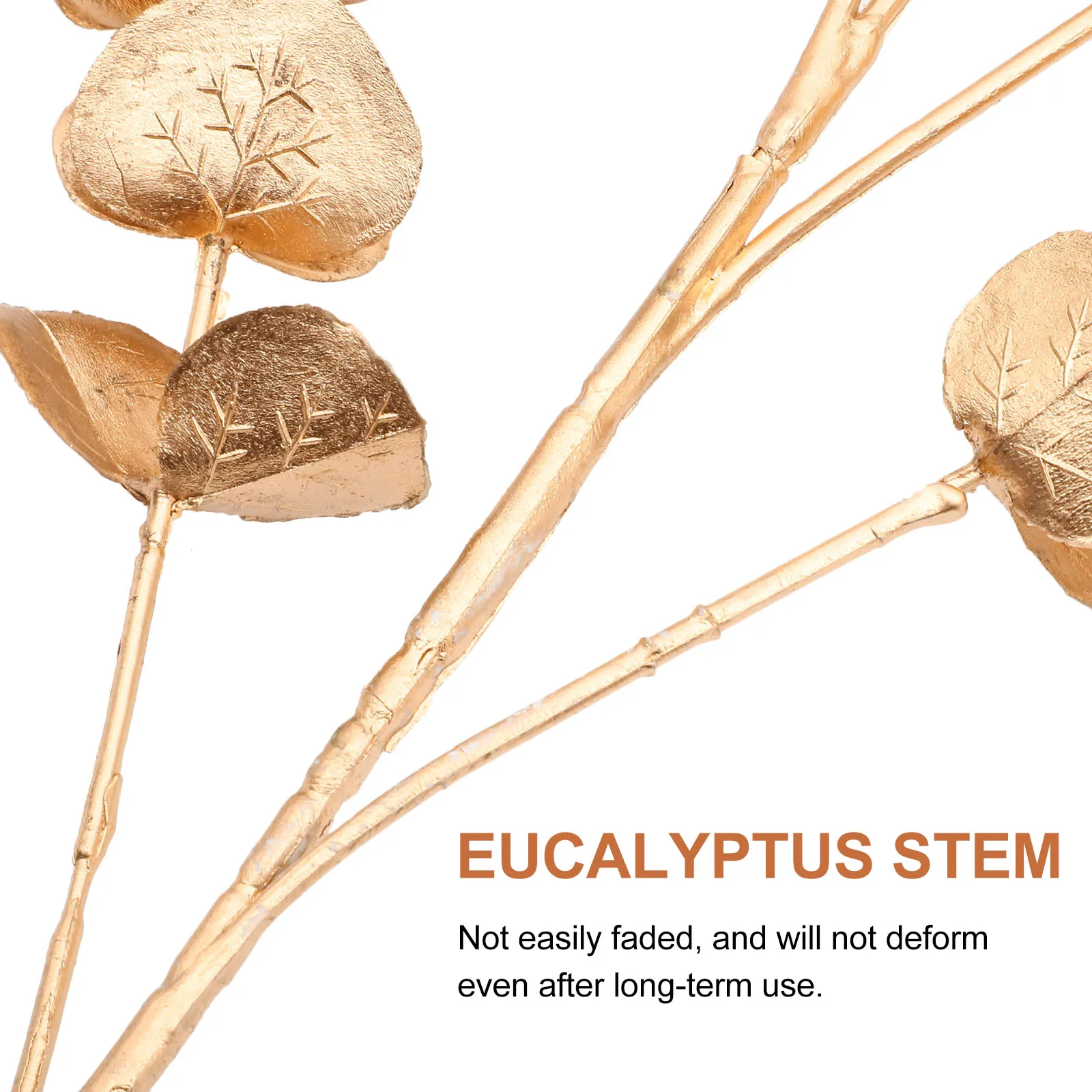 

4pcs Golden Eucalyptus Stem Artificial Leaves Faux Branches For Vase Decor Wedding Party Centerpiece Home Kitchen Desk