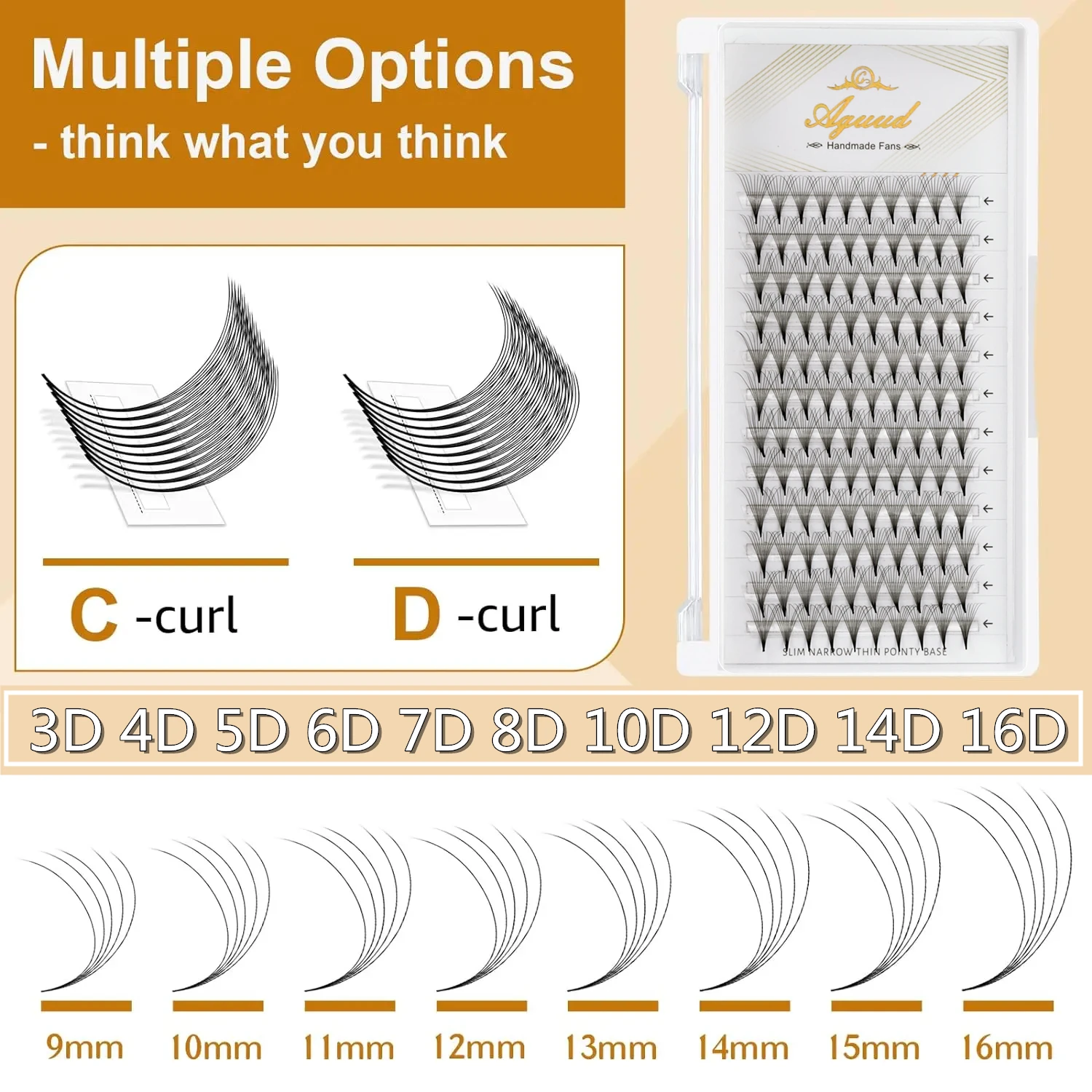 Tace AGUUD 5/partia cienkie korzenie szczupła podstawa prefabrykowane wentylatory z ostrą spiczastą bazą promowla rosyjska objętość wachlarzowe przedłużanie rzęs Faux
