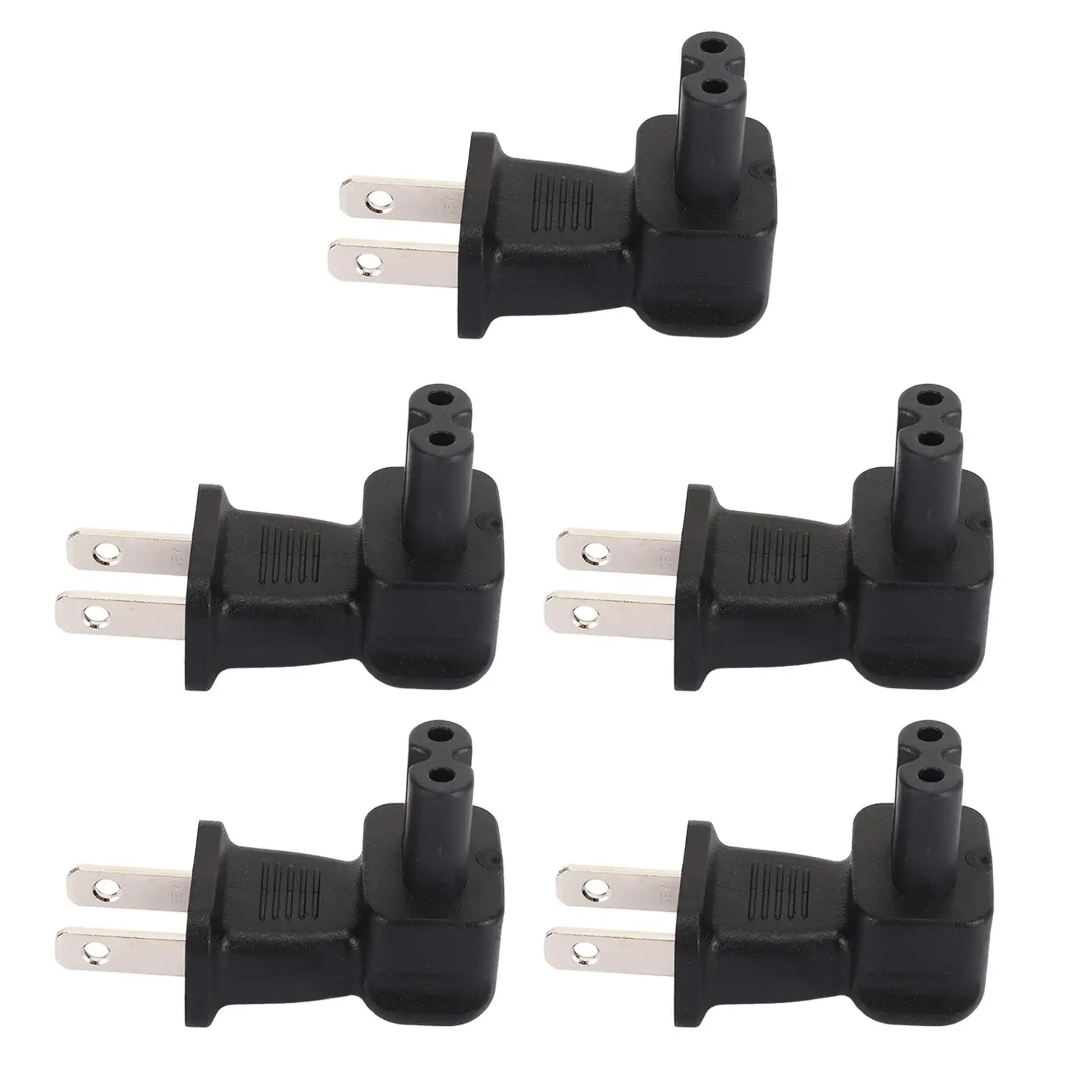 5PCS NEMA 1-15P to IEC320 C7 90° AC Power Plug Adapters, 10A 125V Right Angle 2-Prong for laptop Use