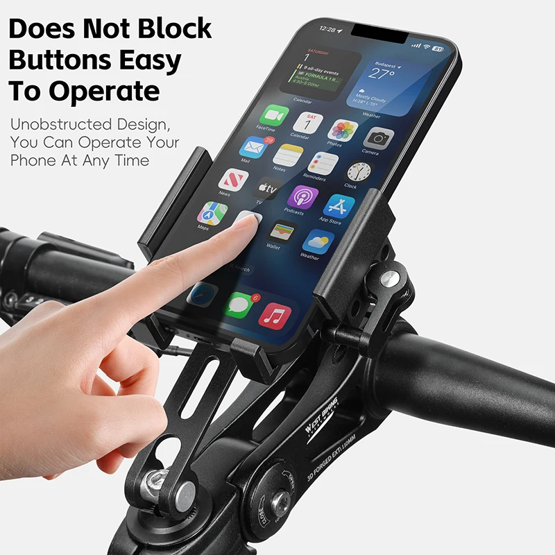 WEST BIKING Bicycle Stem Phone Holder Bike 360° Rotatable Aluminum Anti-Slip Mobile Phone Bracket Adjustable Cycling Phone Stand