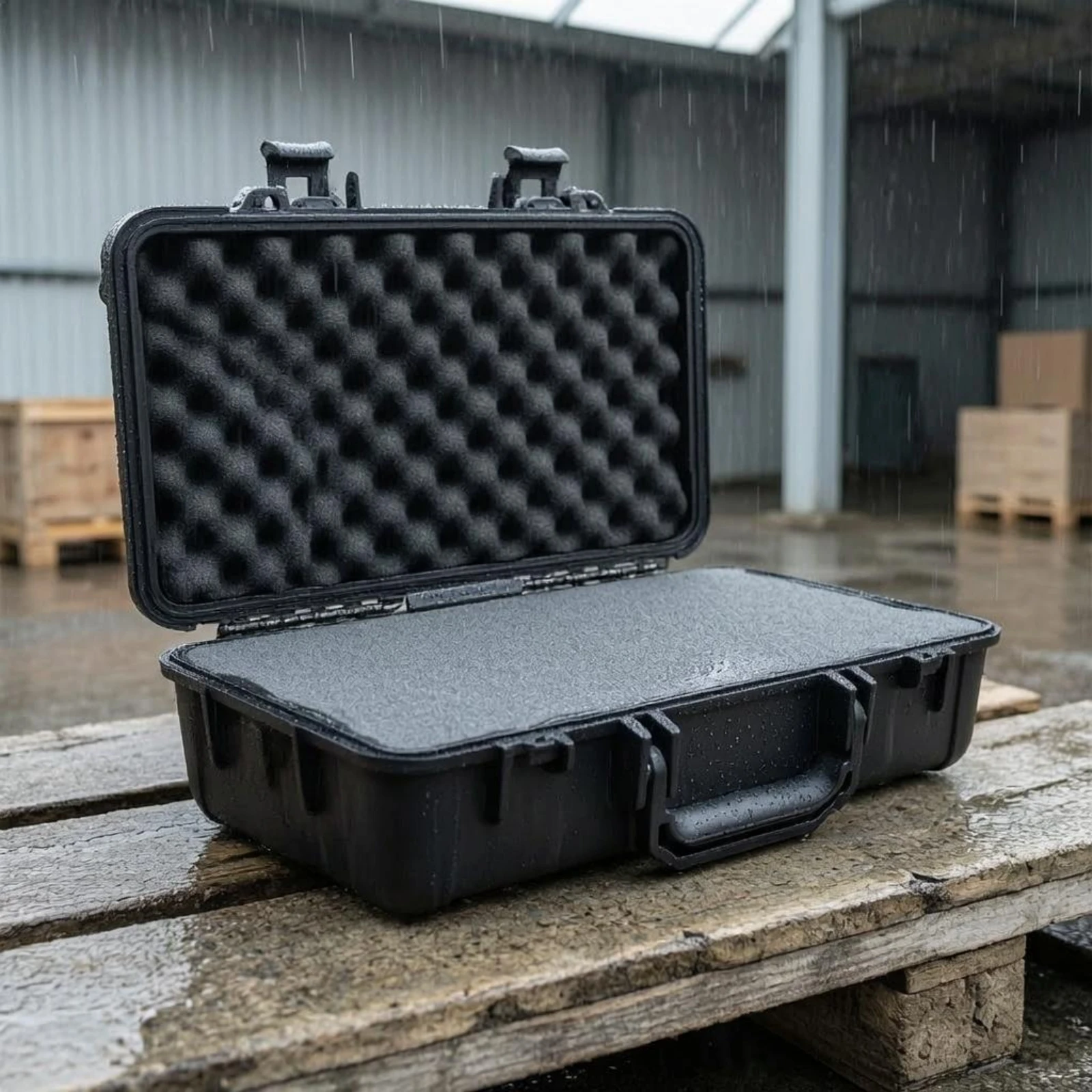 Protective Storage Case Hinged Lid Foam Lined Case Portable Equipment Box Black Heavy Duty