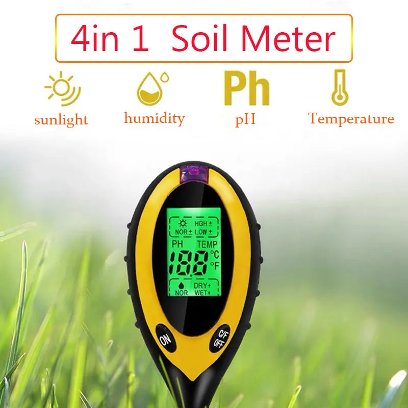 

4 IN 1 Soil Moisture Tester pH Tester Measuring Instrument Nutrient Laboratory ph Counting Display ph Test Pen