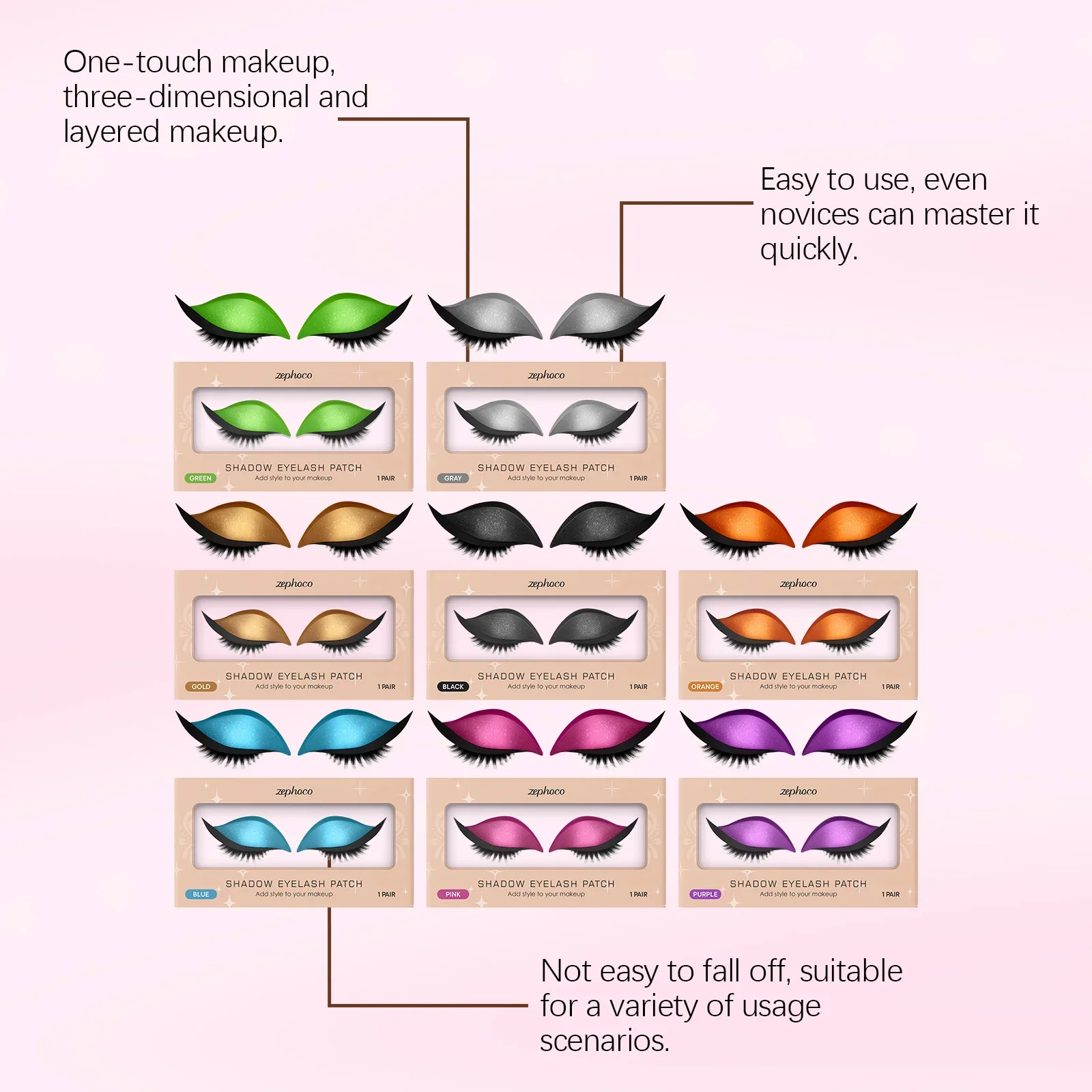 ขนตาพร้อมแถบอายแชโดว์ ขนตาปลอมแบบมีกาวในตัว ใช้ซ้ำได้ ดูเป็นธรรมชาติ ใช้งานง่ายสำหรับผู้เริ่มต้นแต่งหน้าทุกวัน