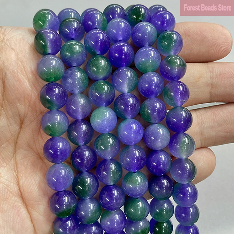 

Natural Stone Purple Green Chalcedony Round Beads for Jewelry Making Diy Bracelet Necklace Accessories 15" Strand 6/8/10mm