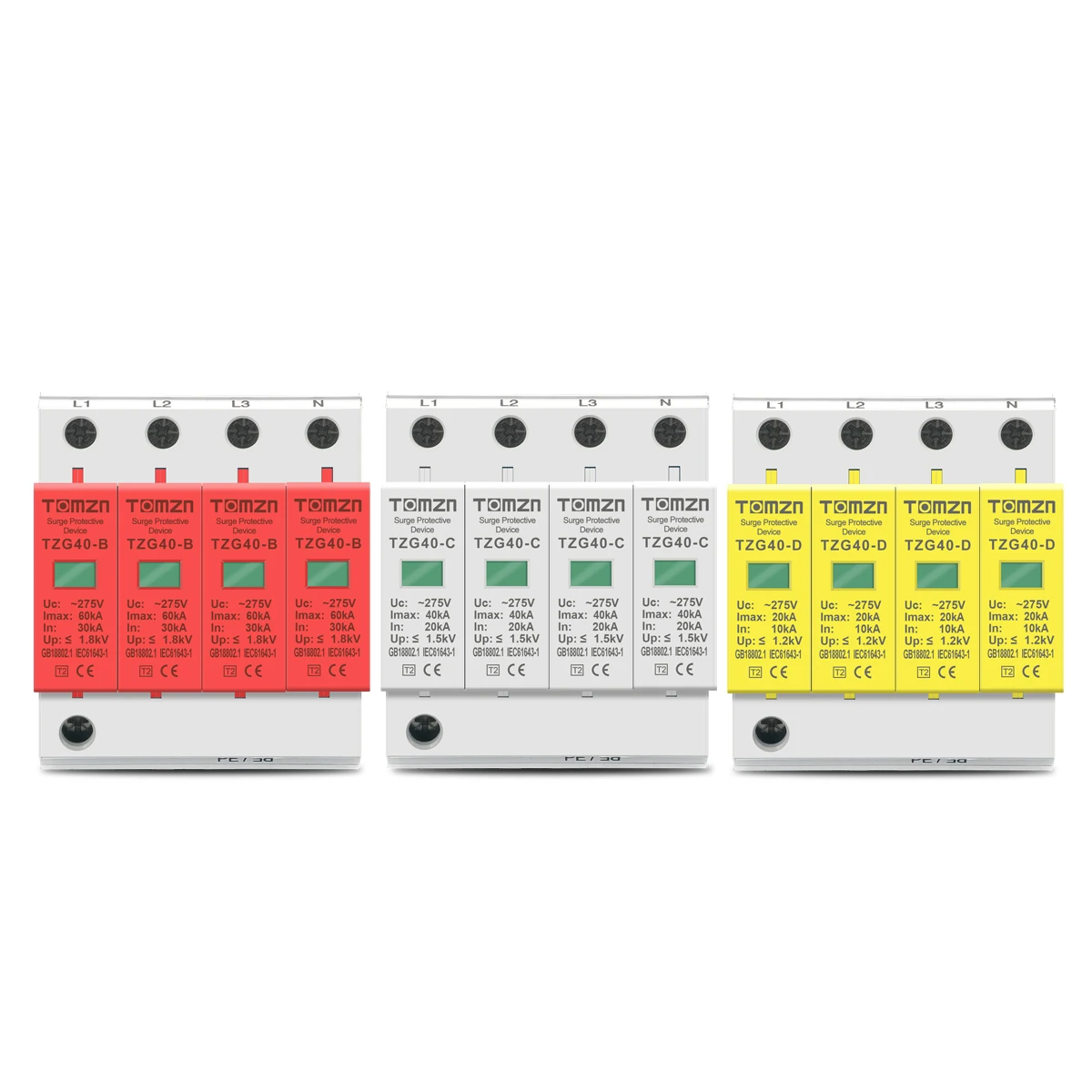 AC SPD 3P+N 30KA~60KA D ~385V House Surge Protector Protective Low-voltage Arrester Device