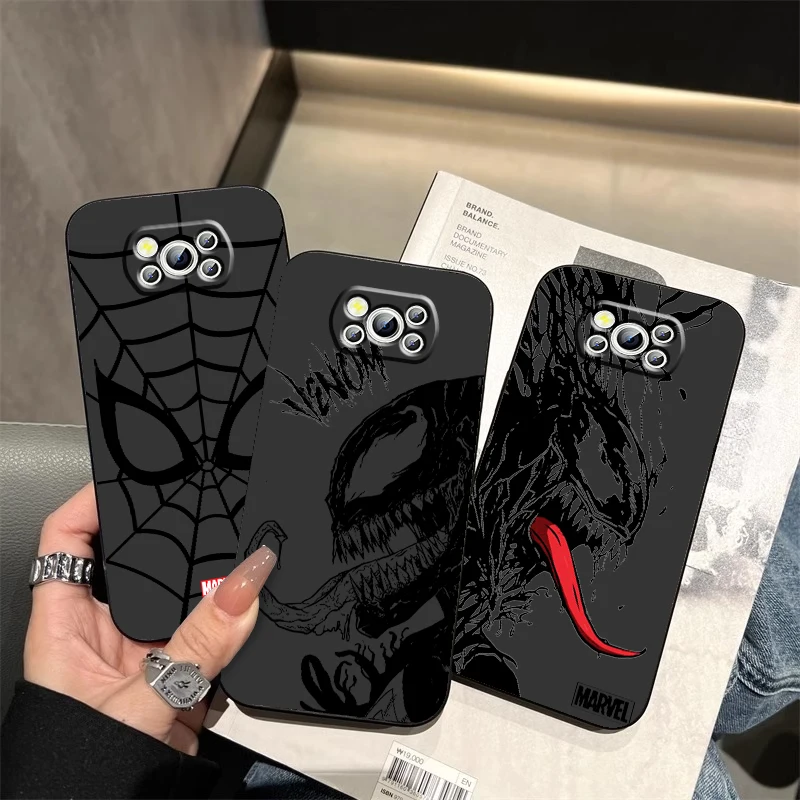 Marvel Spider Man Venom For Xiaomi Mi Poco F5 F4 F3 X6 X5 X4 X3 M6 M5 M5S M4 M3 C65 Pro GT NFC 5G Black Cover Phone Case