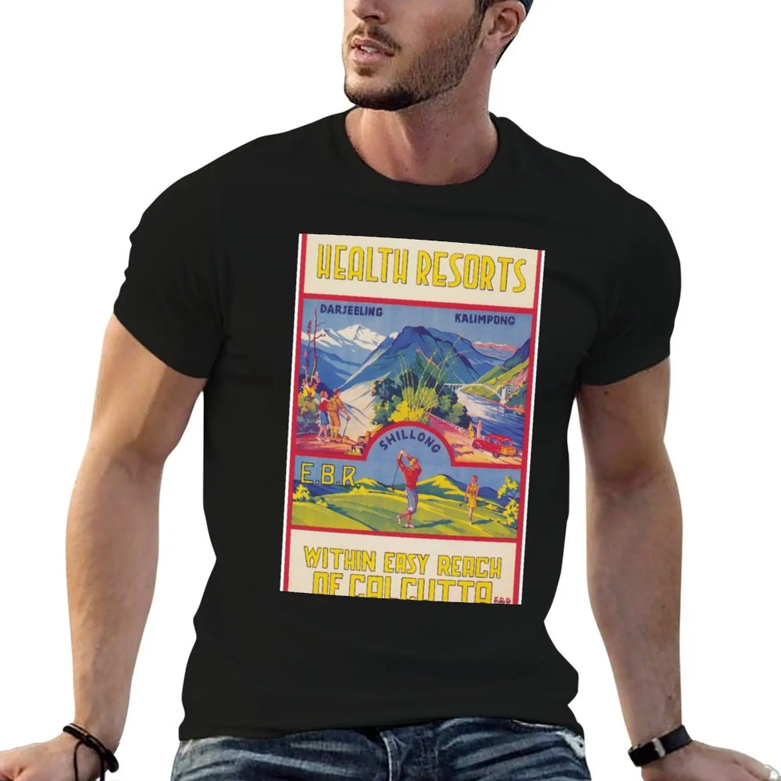 India Wall Art, Health Resorts Vintage Poster T-Shirt Aesthetic clothing anime anime figures shirts graphic tee men