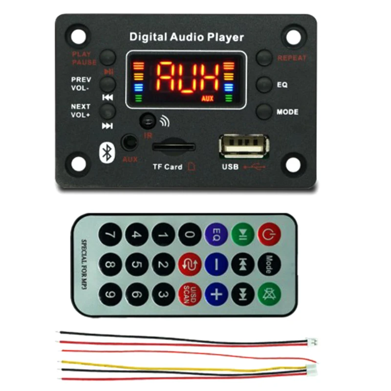 USB TF FM Radio Module Color Screen MP3 Player With Remote Control 12V Wireless Bluetooth 5.0 MP3 WMA Decoder Board Car Audio