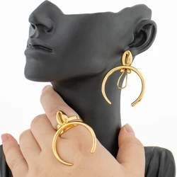 Earrings Jewelry Set for Women African  Color Earrings with Ring Unusual Design Ear Accessories Girls Lover Daily Gifts