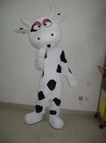 New Adult Best Sale Lovely  Little Dotted COW Animal Cartoon Mascot Costume Christmas Fancy Dress Halloween Mascot Costume