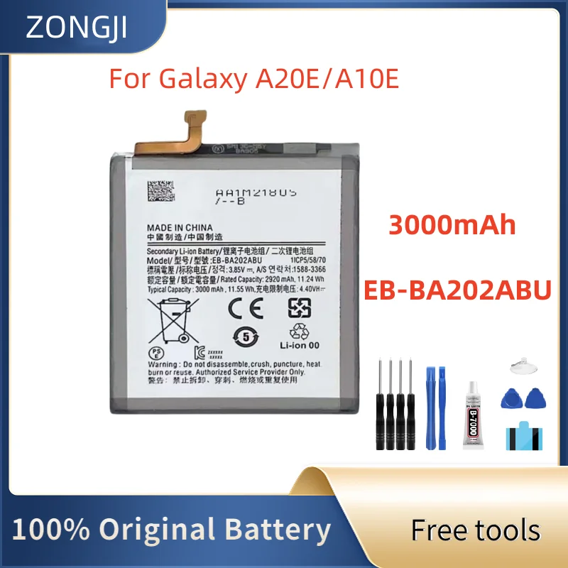 New Battery EB-BA202ABU 3000mAh Replacement Battery For Galaxy A20E/A10E Batteries +Free Tools