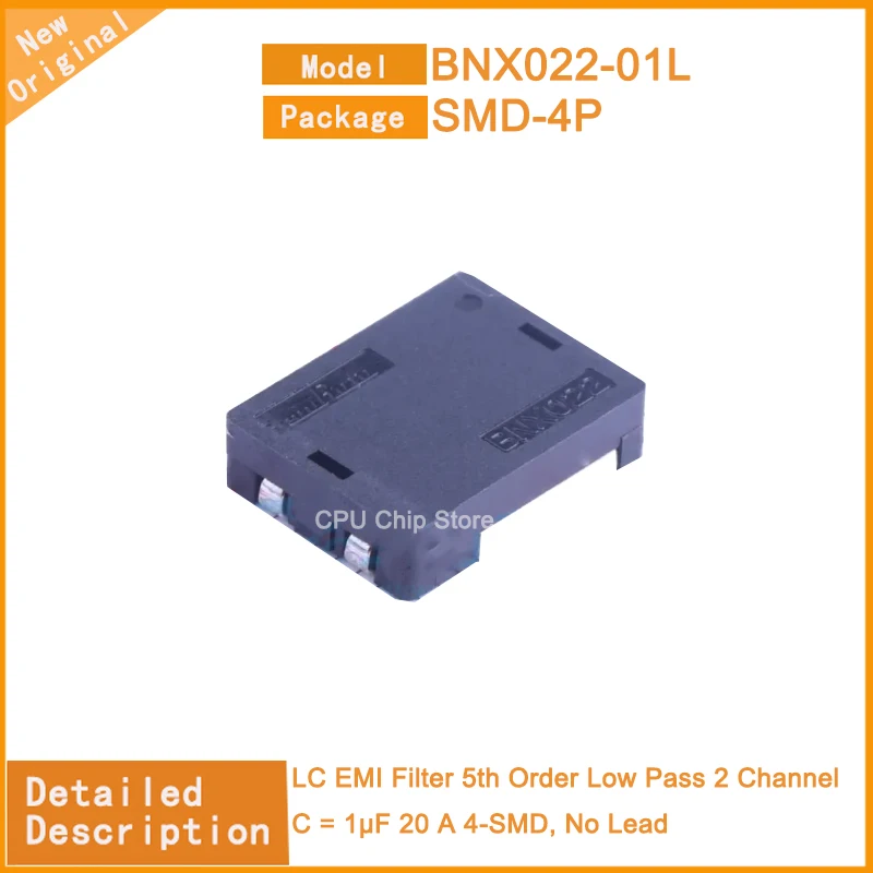 5 шт./лот, новый оригинальный BNX022-01L BNX022 LC EMI-фильтр, 5-й заказ, низкопроходной, 2-канальный C = 1 мкФ 20 A 4-SMD, без выводов