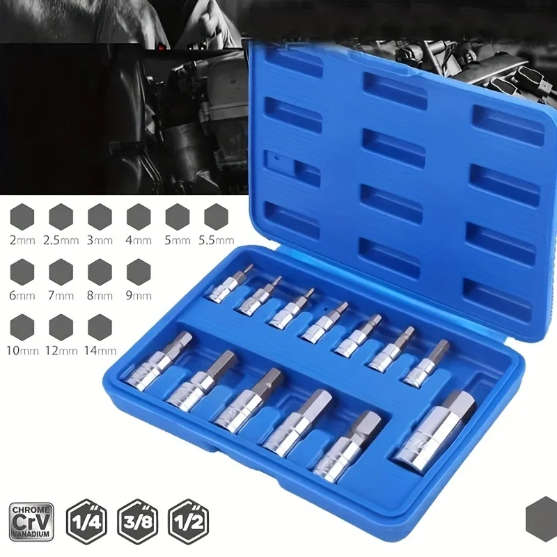 Imagem -06 - Métrica H2-h14 Vanádio Aço Hexagon Socket Bit Kit Drive Tamper Proof Socket Grupo Ferramenta de Reparo do Carro 13 Pcs