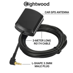 Eightwood Car GPS Antenna Digital Radio Receiver 3.5mm Plug Male Right Angle Aerial 3m Cable for AUKEY Papago Dash Cams Camera