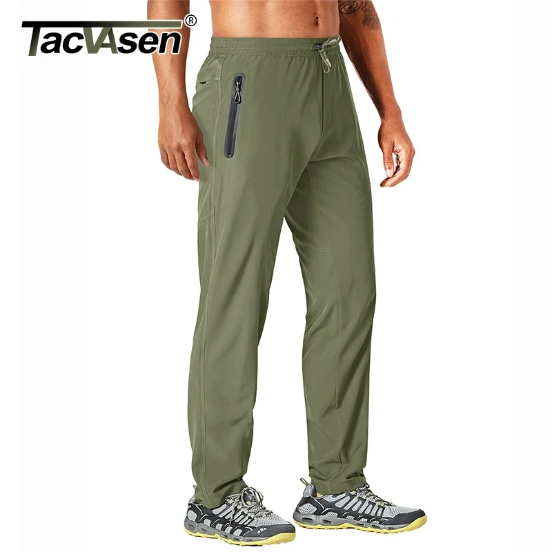 TACVASEN Mens Outdoor Pants Quick Dry Straight Running Hiking Pants Elastic Lightweight Yoga Fitness Exercise Sweatpants Joggers