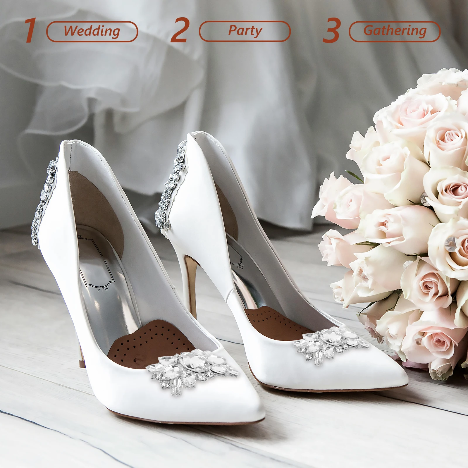 

Wedding Shoe Decoration Buckle Bridal Accessories Clips Rhinestone Shoes Removable Charms Bride