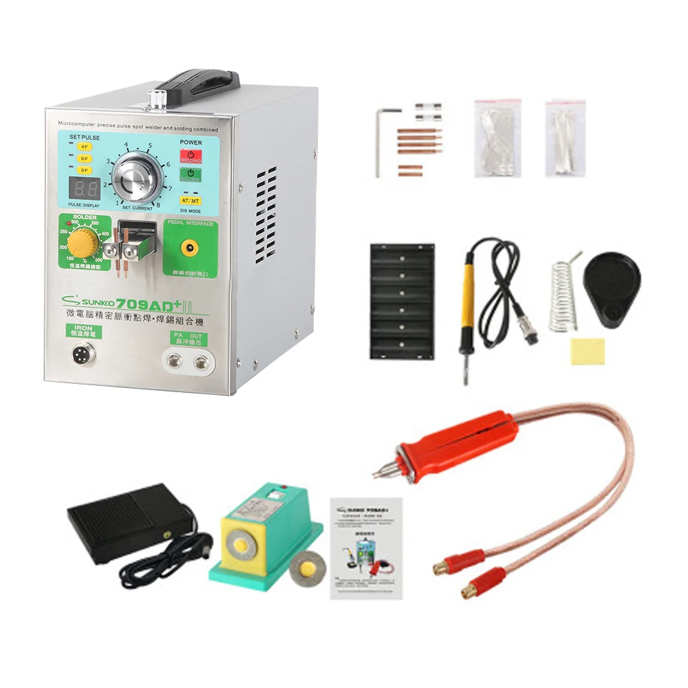 SUNKKO 709AD + 스폿 용접기, 자동 펄스 스폿 용접기, 리튬 배터리용 일정한 온도 납땜 인두 펜, 3.2KW