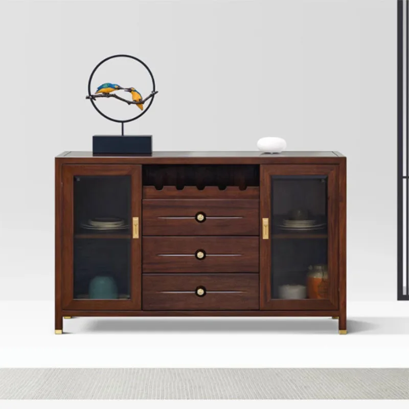 

New Chinese style solid wood restaurant with side cabinets and cabinets, modern minimalist home decor for restaurants