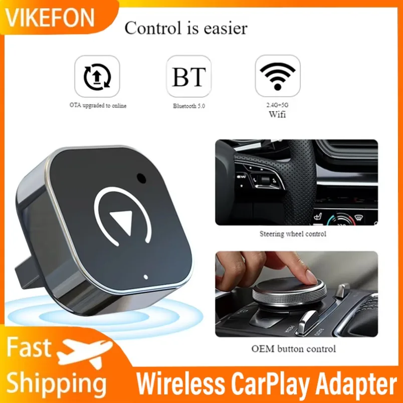 

Обновленный беспроводной адаптер CarPlay Mini USB Design Проводной CarPlay к беспроводному устройству для автомобилей со встроенным проводом Apple CarPlay