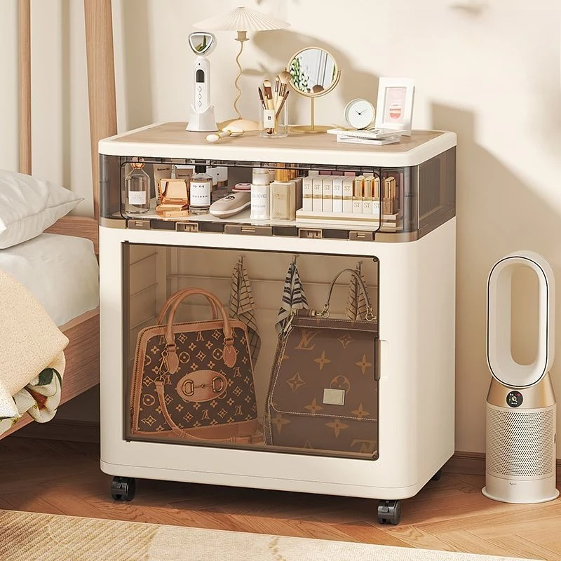 Bedside table 2026 new home bedroom small cream wind pulley removable bedside table storage cabinet