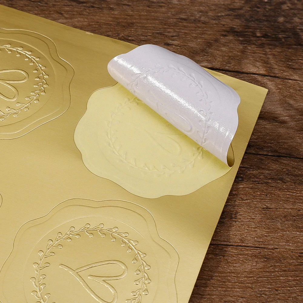 Gold Embossed Heart Sticker Envelope Sealing Sticker Wedding Party Invitation Card Thank You Christmas Gift Packaging Decoration
