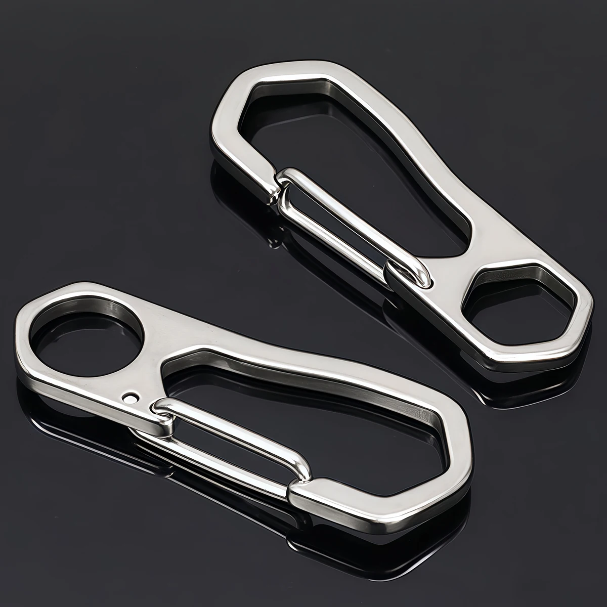 1-3 Stück Edelstahl-Schlüsselanhänger Karabinerhaken Karabinerverschluss Outdoor Camping Federschnapphaken Hundekette Schlüsselanhänger Werkzeugclips – Detail 6