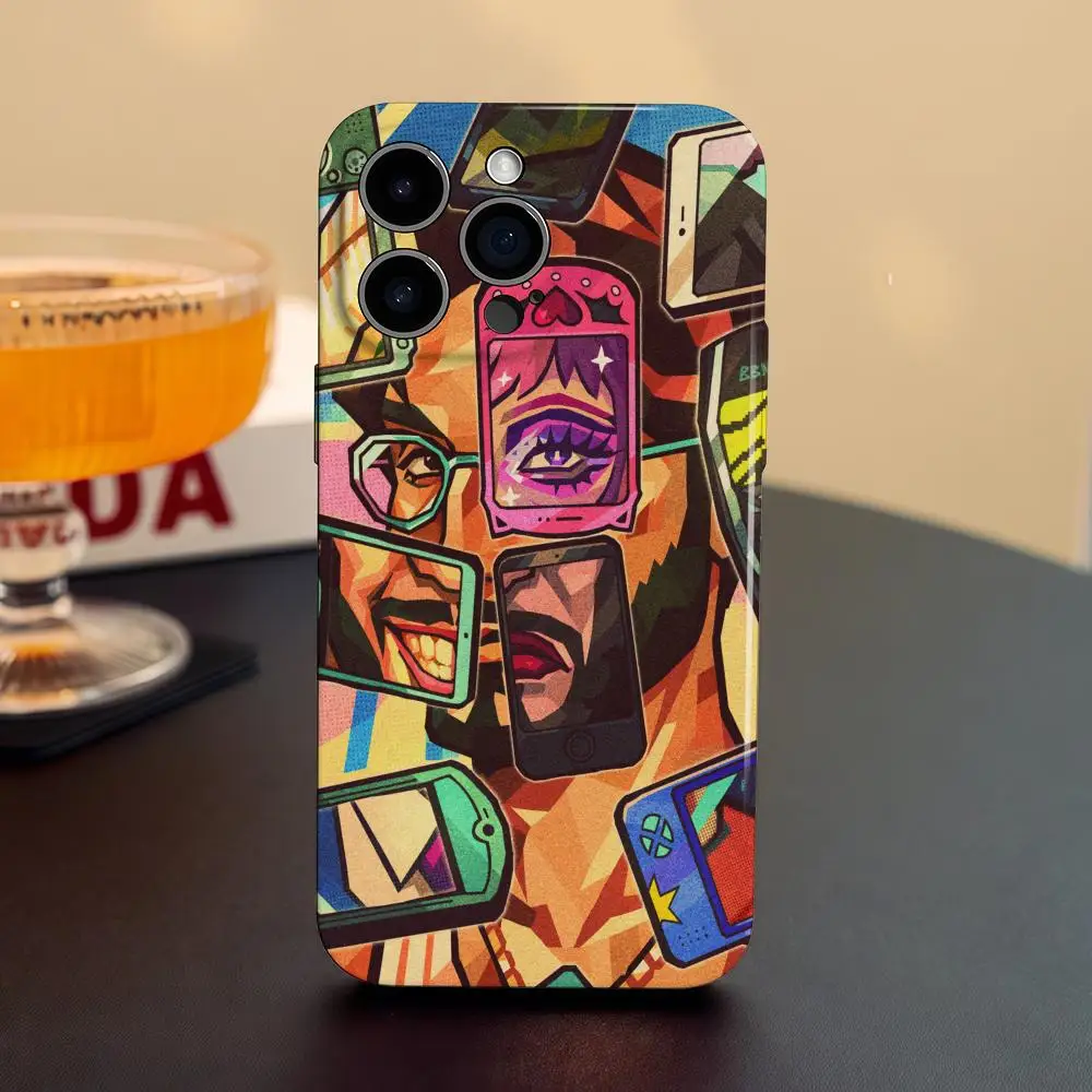 bbno$ Phone Case For iPhone 17 16 15 14 13 12 Pro Max Plus Glossy HD Fine Hole Liquid Film Soft Shell