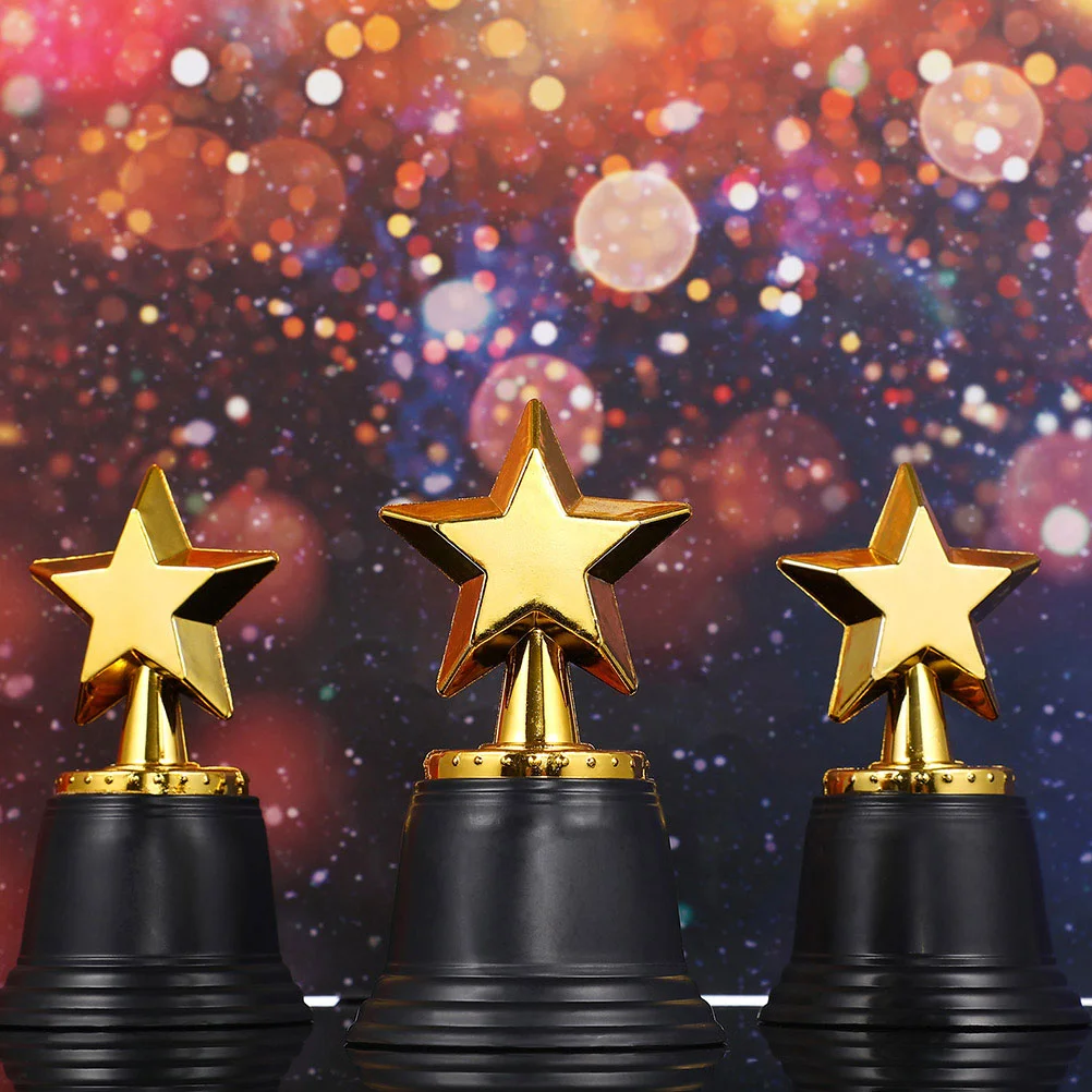 Trophies Star Trophy Plastic for Winners Competitions Small Early Learning Office Golden Prop Child