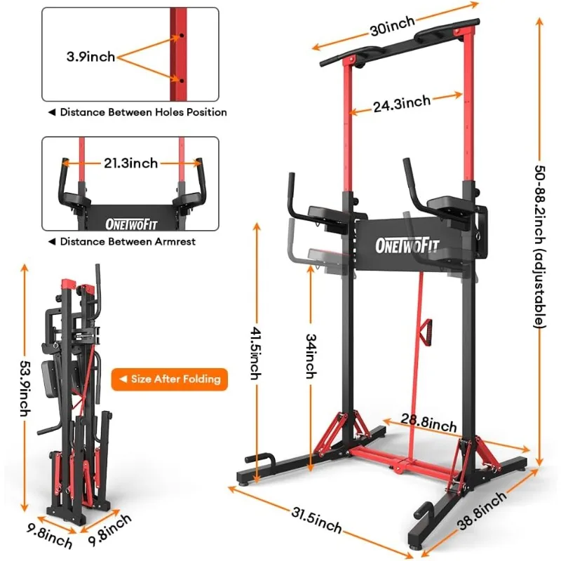 Power Tower Pull-Up Bar Station for Home Gym Workout, Heavy Duty Strength Training Fitness Equipment, Pull-Up Rack