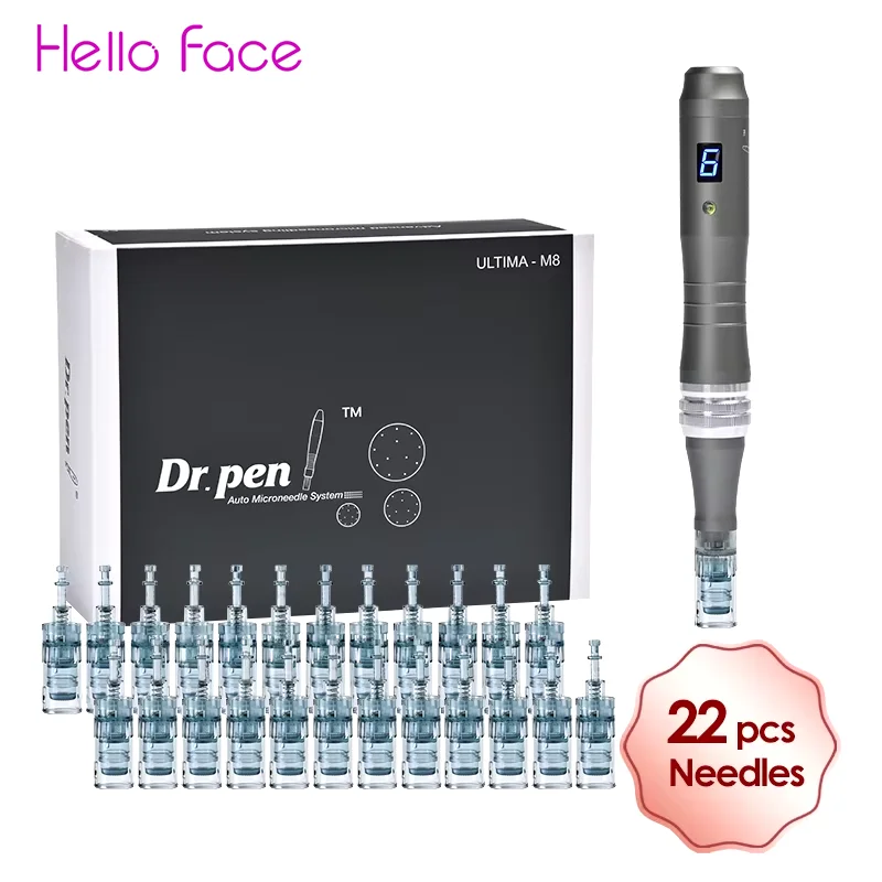 Dr pen Ultima M8 With 22 Cartridge Wireless MTS Derma Microneedle Pen Kit Professionals Use Beauty Machine Needle length 0.25 mm
