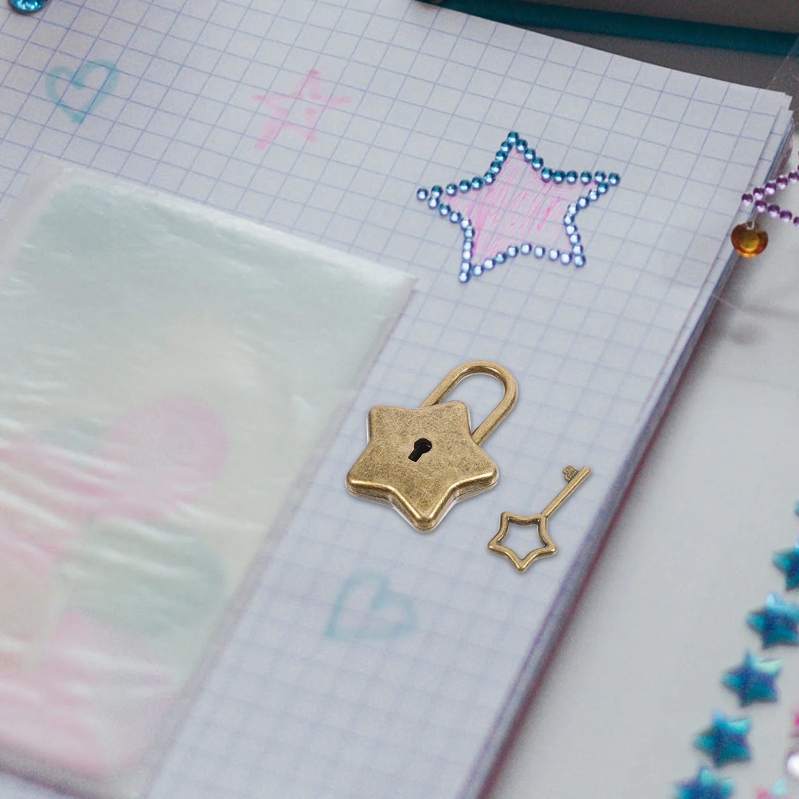 

Pentagram Padlock Star Shaped Small Locks Keys Waterproof Cute Travel Diary Lock Key Set Lightweight Notebook Security Five