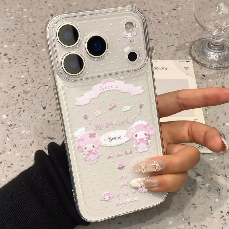 Cute Anime Cartoon Rabbit Transparent Phone Case Protective Cover for iPhone 16 13 17 15 Pro Max 14 Plus Tpu Girls Holiday Gift