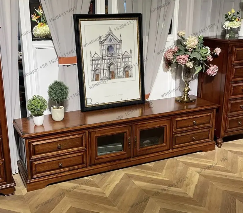 

American style solid wood living room TV wall TV cabinet, length 2000 * width 450 * height 525mm